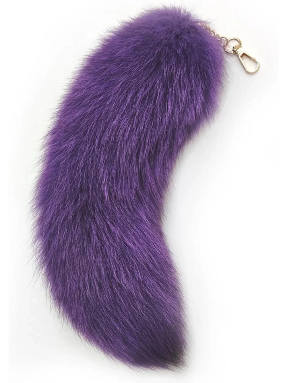Women's Purple Fluffy Fox Tail Cosplay Keychain Birthday Party Costume Handbag